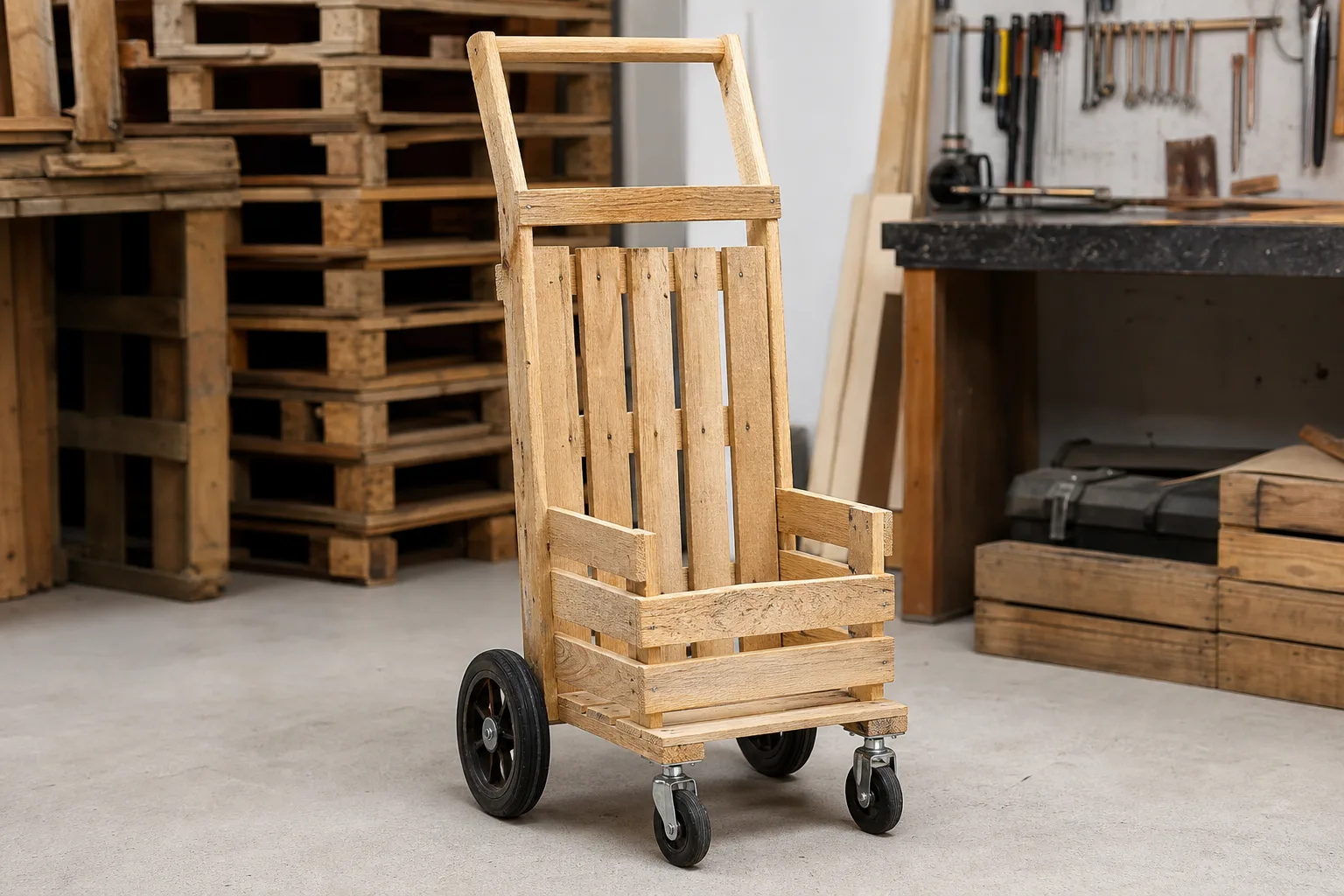Einkaufstrolley aus Palettenholz bauen: Upcycling-Bauplan