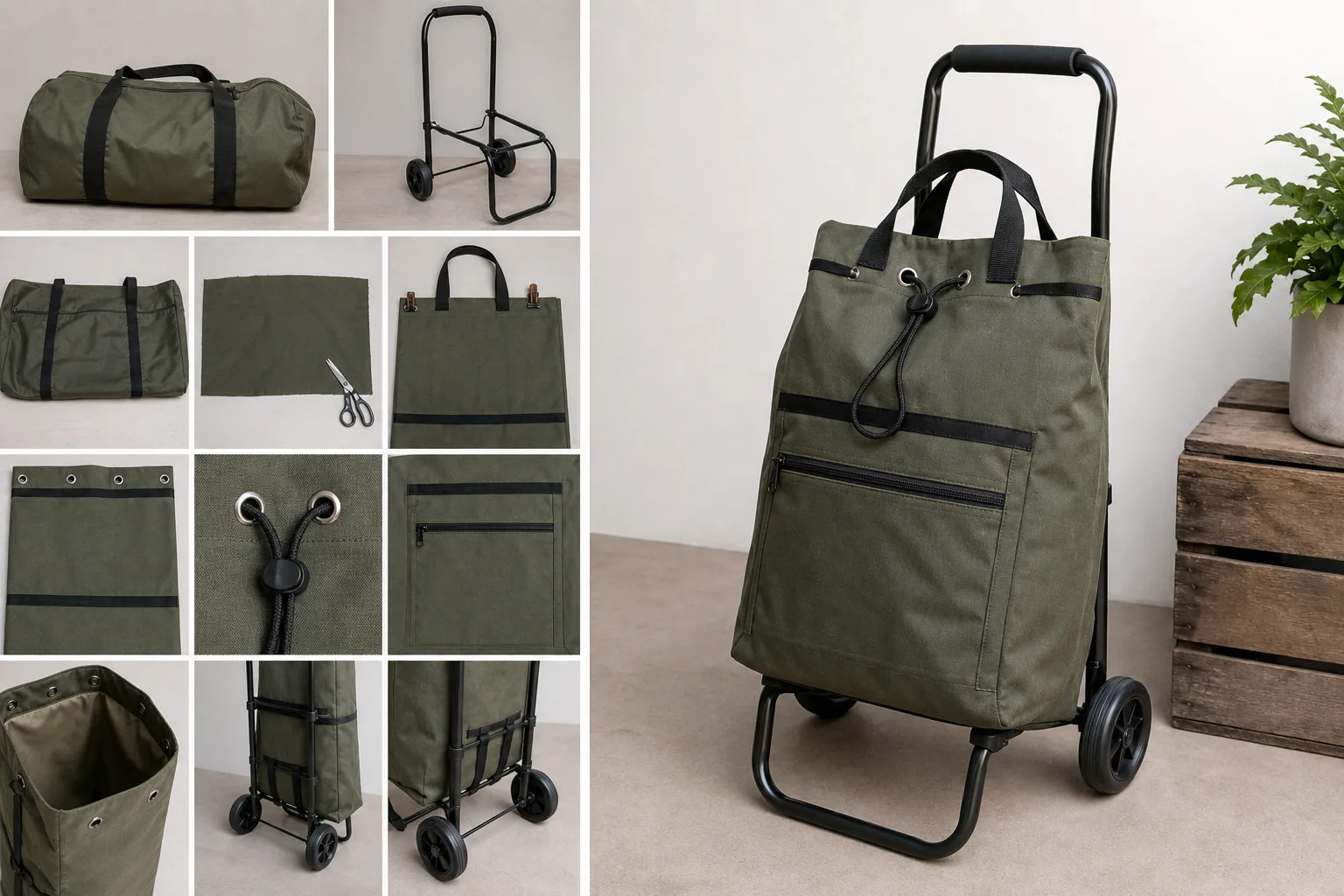 Einkaufstrolley aus alter Reisetasche upcyceln: Schritt-fuer-Schritt