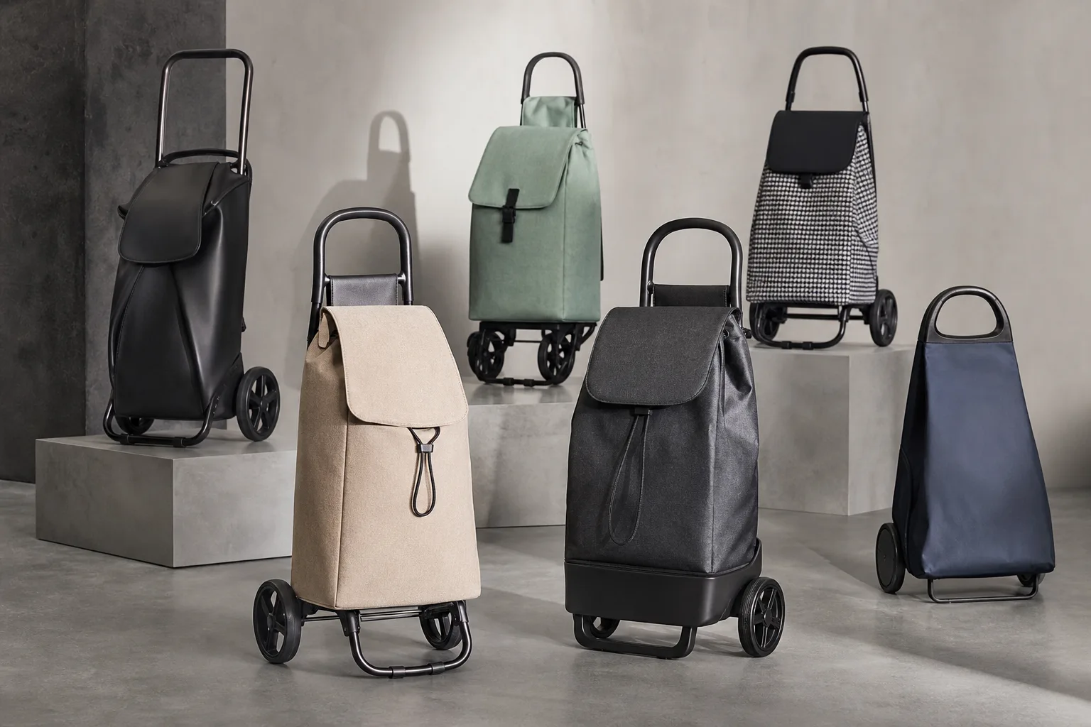 Materialien, Formen und Silhouetten im Einkaufstrolley-Design