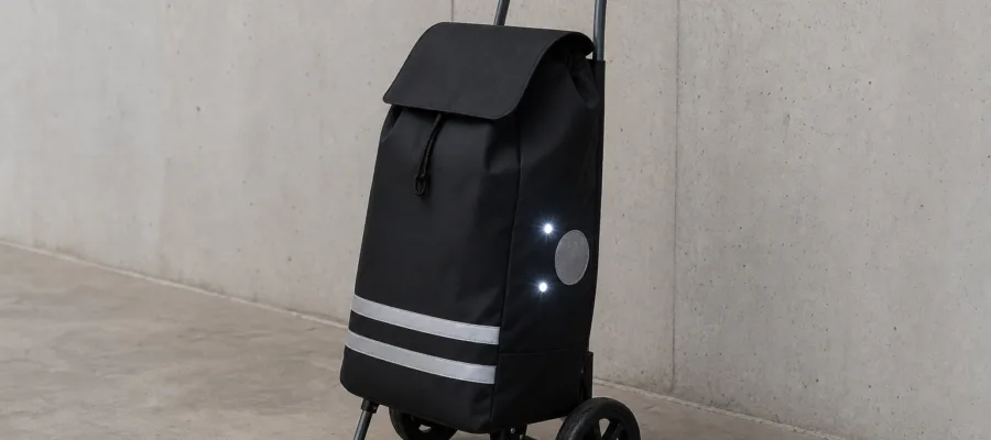 Einkaufstrolley mit Reflektoren und LED fuer bessere Sicht individualisieren